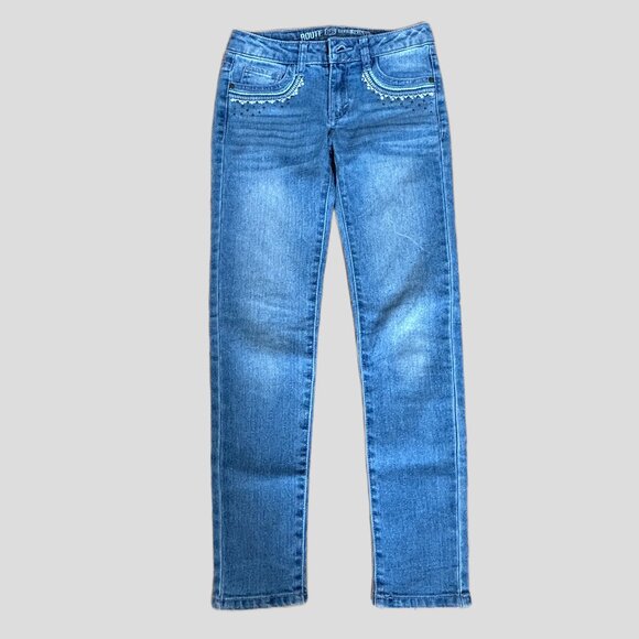 GIRLS ROUTE 66 SKINNY EMBROIDERED BUTTERFLY JEANS KIDS SIZE 10 - Picture 6 of 12